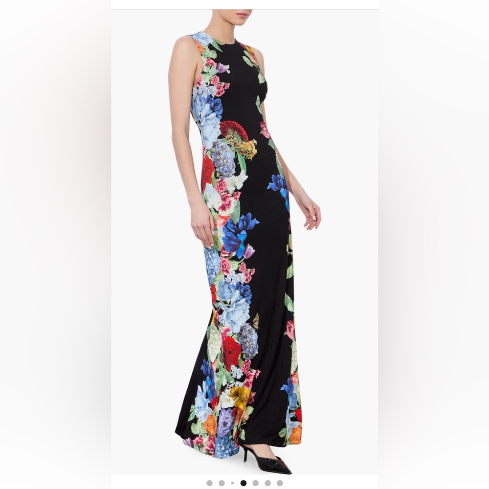 Alice + Olivia Blue and Red Halter Maxi Dress